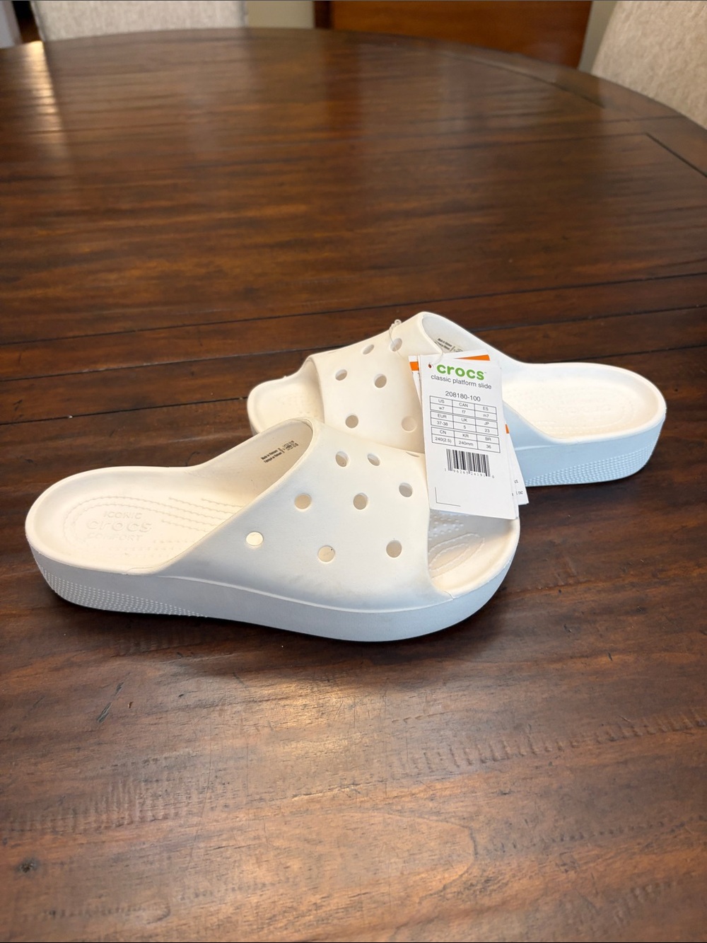 CROCS White platform Slide Woman US 7 ACS